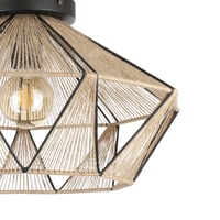 Lampă de plafon EGLO Adwick, design vintage, abajur din material textil natural și metal negru, cu dulie E27, iluminat pentru living 4
