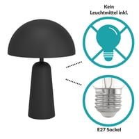 EGLO Aranzola stolna svjetiljka, noćna svjetiljka u obliku gljive, dekorativna stolna svjetiljka minimalističkog stila za dnevni boravak i spavaću sobu, crno-bijeli metal, E27 3