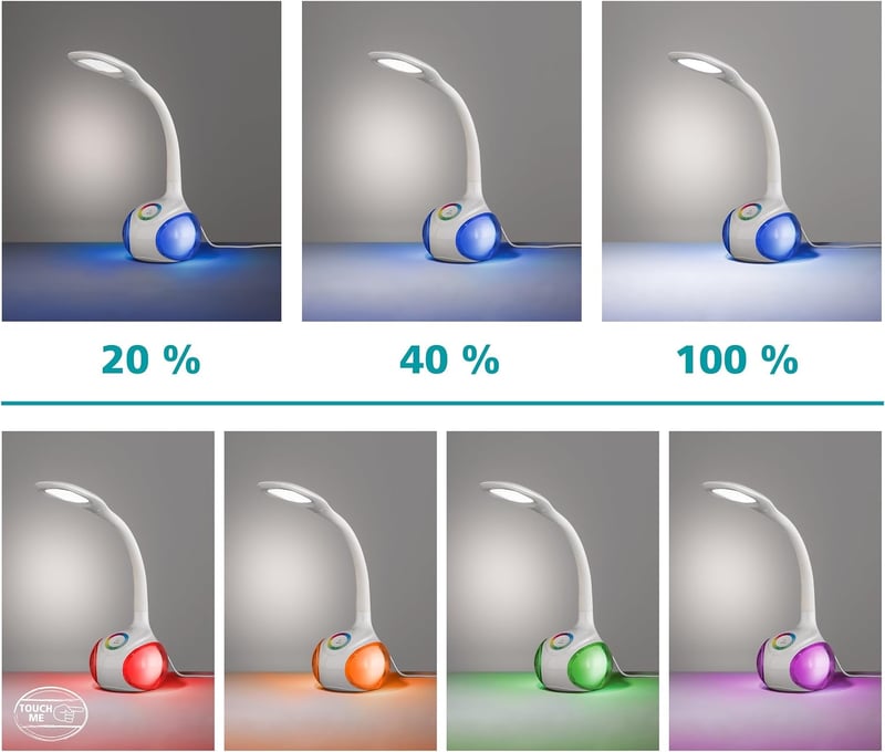 EGLO Arcones LED asztali lámpa érintésvezérléssel, RGB színváltó, dimmelhető