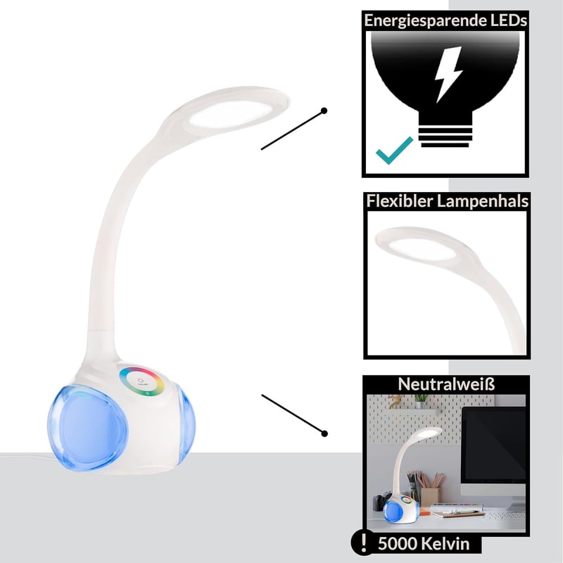 EGLO Arcones LED asztali lámpa érintésvezérléssel, RGB színváltó, dimmelhető