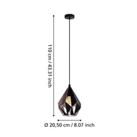Lampă suspendată vintage EGLO Carlton 1 – lustră retro cu 1 bec, lampă de tavan 5