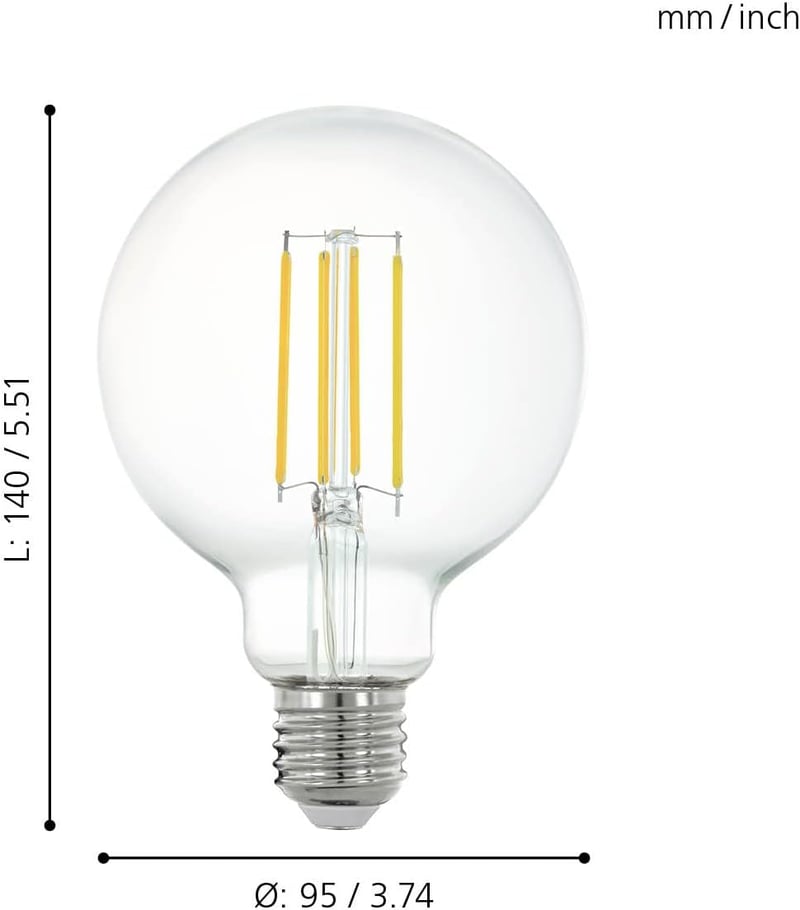 EGLO Connect.z E27 G95 ZigBee okos LED izzó Alexa vezérléssel, dimmelhető meleg fehér - G95, Warm White