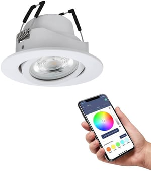 Inteligentné vstavané LED bodové svietidlo EGLO connect.z Saliceto-Z, Ø 88 mm, ZigBee, RGB, stmievateľné - biele