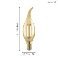 Bec LED EGLO E14 Retro, Vintage, Lumânare, Dimmabil, Auriu - Sursă de lumină decorativă cu filament 6
