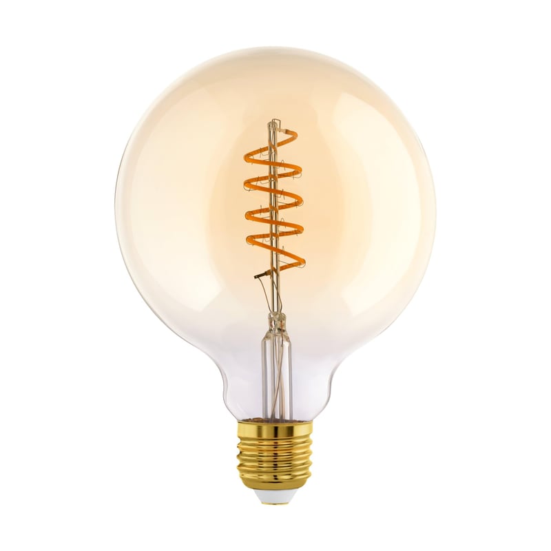 EGLO E27 LED retro spiralna žarulja s mogućnošću prigušivanja, Globe G125 | Vintage dekorativna jantarna, 4W (25W), 245 lumena, toplo bijela 2000K, Edison žarulja, Ø 12,5 cm