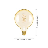 EGLO E27 LED retro spiralna žarulja s mogućnošću prigušivanja, Globe G125 | Vintage dekorativna jantarna, 4W (25W), 245 lumena, toplo bijela 2000K, Edison žarulja, Ø 12,5 cm 7
