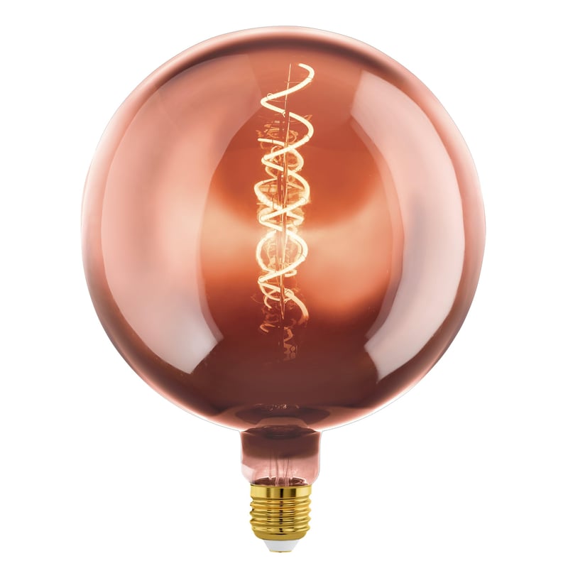 EGLO E27 G200 Globe LED žarulja, prigušiva, spiralna retro vintage dekorativna žarulja, boja bakra, 4W, 40 lumena, topla bijela 1600K, Ø 20 cm