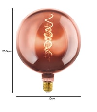 EGLO E27 G200 Globe LED žarulja, prigušiva, spiralna retro vintage dekorativna žarulja, boja bakra, 4W, 40 lumena, topla bijela 1600K, Ø 20 cm 2