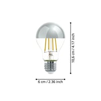 EGLO LED žiarovka E27, so zrkadlovou hlavou v striebornej farbe, svetelný zdroj bez oslnenia, tvar A60, energeticky úsporná banka 2