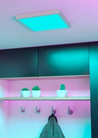 Inteligentné kúpeľňové stropné LED svietidlo EGLO Fueva 6-Z, ZigBee, RGB, teplá biela-studená biela, stmievateľné, biele, IP44, 29x29 cm, hlasové ovládanie Alexa 5