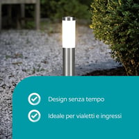 EGLO Helsinki LED kültéri lámpa E27 rozsdamentes acél ezüst - 7 x 7 x 45 cm, Silver, Path light H 45 cm 3