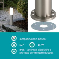 EGLO Helsinki LED kültéri lámpa E27 rozsdamentes acél ezüst - 7 x 7 x 45 cm, Silver, Path light H 45 cm 5