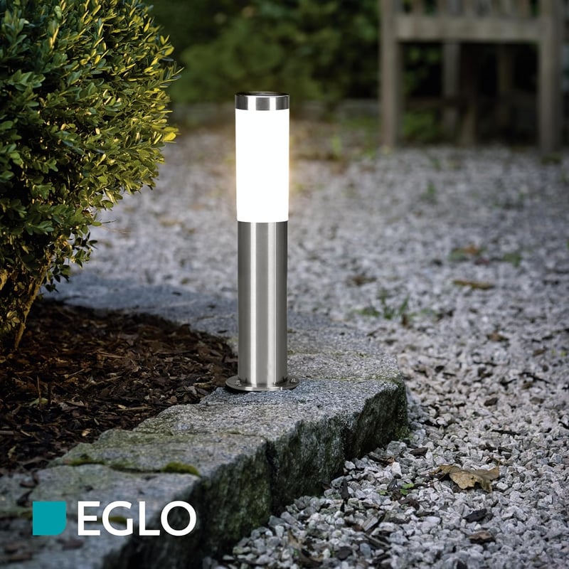 EGLO Helsinki LED kültéri lámpa E27 rozsdamentes acél ezüst - 7 x 7 x 45 cm, Silver, Path light H 45 cm