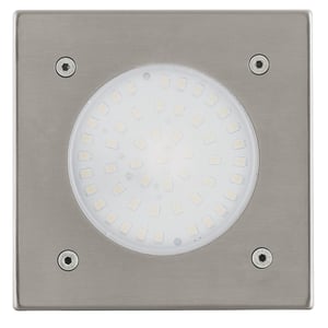 EGLO Lamedo LED vanjska ugradbena svjetiljka, nehrđajući čelik, srebrna, bijelo satinirano staklo, četvrtasta, IP67, 2W, 3000K toplo bijela