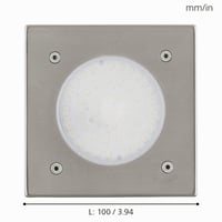 EGLO Lamedo LED vonkajšie vstavané bodové svietidlo, nehrdzavejúca oceľ, strieborné, biele saténové sklo, štvorcové, IP67, 2W, 3000K teplá biela 6