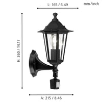Lampă de perete pentru exterior EGLO Laterna 5 cu senzor de mișcare, negru, E27, 60W, aluminiu turnat 6