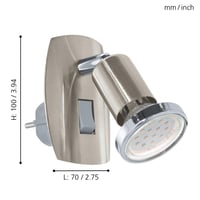 Spot LED de perete cu montare prin fișă EGLO Mini 4, 1 soclu, GU10, 2.5W, 3000K, Crom, pentru interior 6