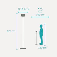 EGLO Roccanova napelemes állólámpa, érintésvezérelt 3 fokozatú, kültéri beltéri, acél zöld - Green, Battery floor lamp 3