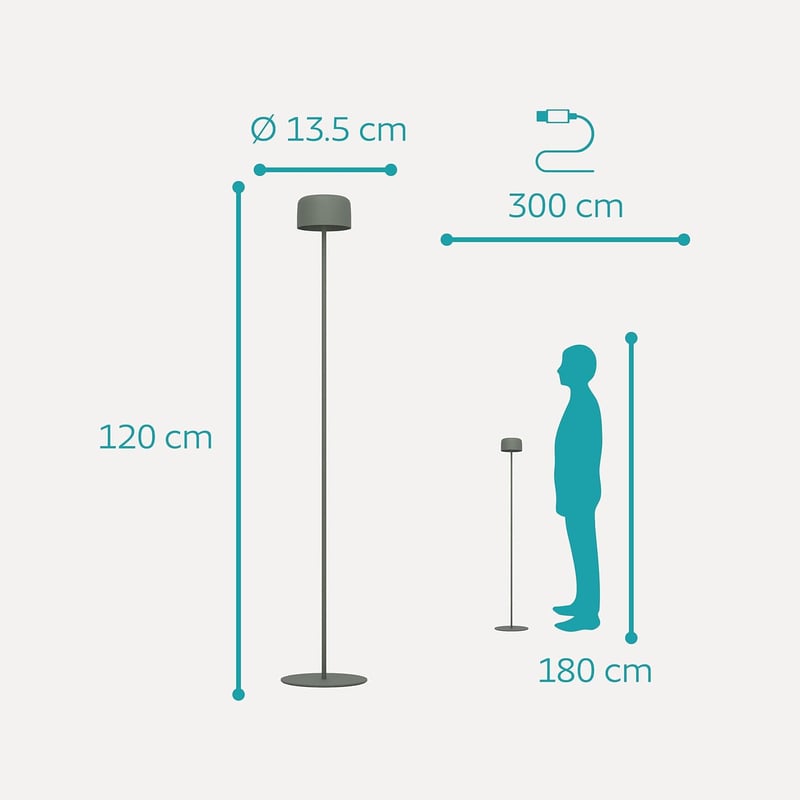 EGLO Roccanova napelemes állólámpa, érintésvezérelt 3 fokozatú, kültéri beltéri, acél zöld - Green, Battery floor lamp
