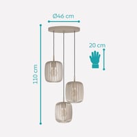 Pendul EGLO Romazzina cu 3 surse de lumină, pentru deasupra mesei rotunde, lustră de tavan din metal de culoarea nisipului, cu dulie E27, Ø 46 cm 5