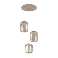Pendul EGLO Romazzina cu 3 surse de lumină, pentru deasupra mesei rotunde, lustră de tavan din metal de culoarea nisipului, cu dulie E27, Ø 46 cm 1