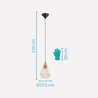 EGLO Tarbes Vintage Függőlámpa E27 Réz-Fekete 17,5cm Retro Stílusú Mennyezeti Lámpa - Copper, Pendant light, 1 bulb, diameter 17.5 cm 6