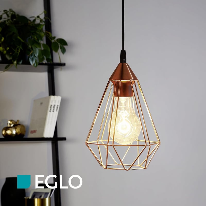 EGLO Tarbes Vintage Függőlámpa E27 Réz-Fekete 17,5cm Retro Stílusú Mennyezeti Lámpa - Copper, Pendant light, 1 bulb, diameter 17.5 cm