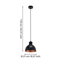 Závesné svietidlo EGLO Truro Vintage – industriálny dizajn, oceľ, čierna/meď, Ø 21 cm, s päticou E27 6