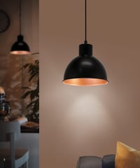 Závesné svietidlo EGLO Truro Vintage – industriálny dizajn, oceľ, čierna/meď, Ø 21 cm, s päticou E27 3