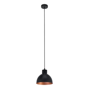 Závesné svietidlo EGLO Truro Vintage – industriálny dizajn, oceľ, čierna/meď, Ø 21 cm, s päticou E27