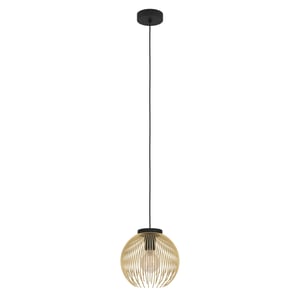Lampă suspendată EGLO Venezuela deasupra mesei de dining, 1 bec, finisaj metalic negru-auriu, cu dulie E27, candelabru de tavan