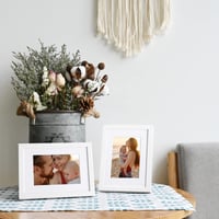 Egofine A5 okvir za slike bijeli, s drvenim okvirom za postere i akrilnim staklom, paspartu za fotografije 10x15 cm, za stolnu i zidnu montažu 4
