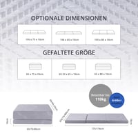 Saltea pliabilă EGOHOME 80x195 cm, saltea pentru oaspeți cu duritate H3, înălțime de 10 cm, saltea din spumă cu memorie din trei piese pentru călătorii și camping, pentru podea 8
