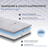 Saltea pliabilă EGOHOME 80x195 cm, saltea pentru oaspeți cu duritate H3, înălțime de 10 cm, saltea din spumă cu memorie din trei piese pentru călătorii și camping, pentru podea 3