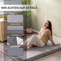 Saltea pliabilă EGOHOME 80x195 cm, saltea pentru oaspeți cu duritate H3, înălțime de 10 cm, saltea din spumă cu memorie din trei piese pentru călătorii și camping, pentru podea 5