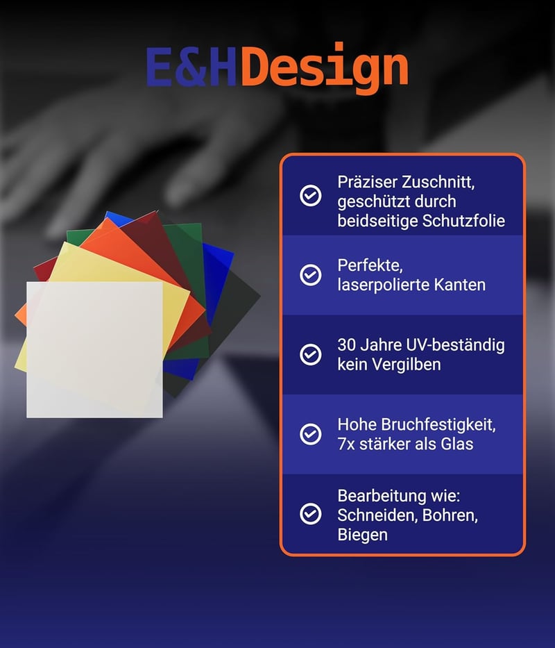EH Design Akril üveg lap fehér 250x250x3mm UV-álló