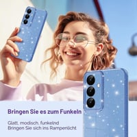 Husă Eherui din silicon TPU cu sclipici pentru Samsung Galaxy S24 Plus și S25 Plus, husă de protecție subțire, rezistentă la șocuri și anti-amprente, albastru 4
