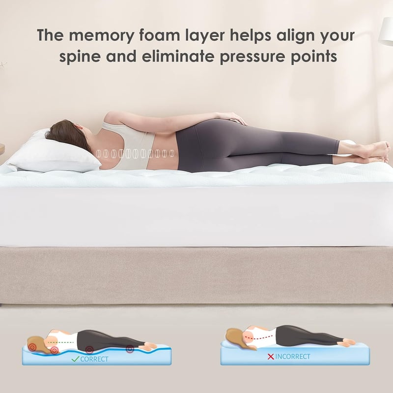 EHEYCIGA Memory Foam Matractopper 120x190cm Gél Hűtéssel Fehér