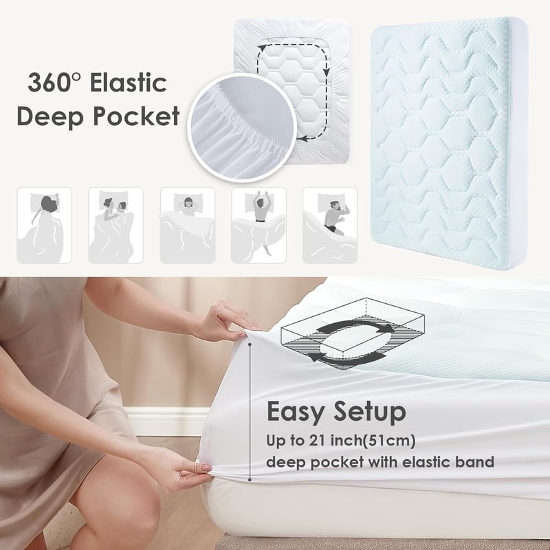 EHEYCIGA Memory Foam Matractopper 120x190cm Gél Hűtéssel Fehér