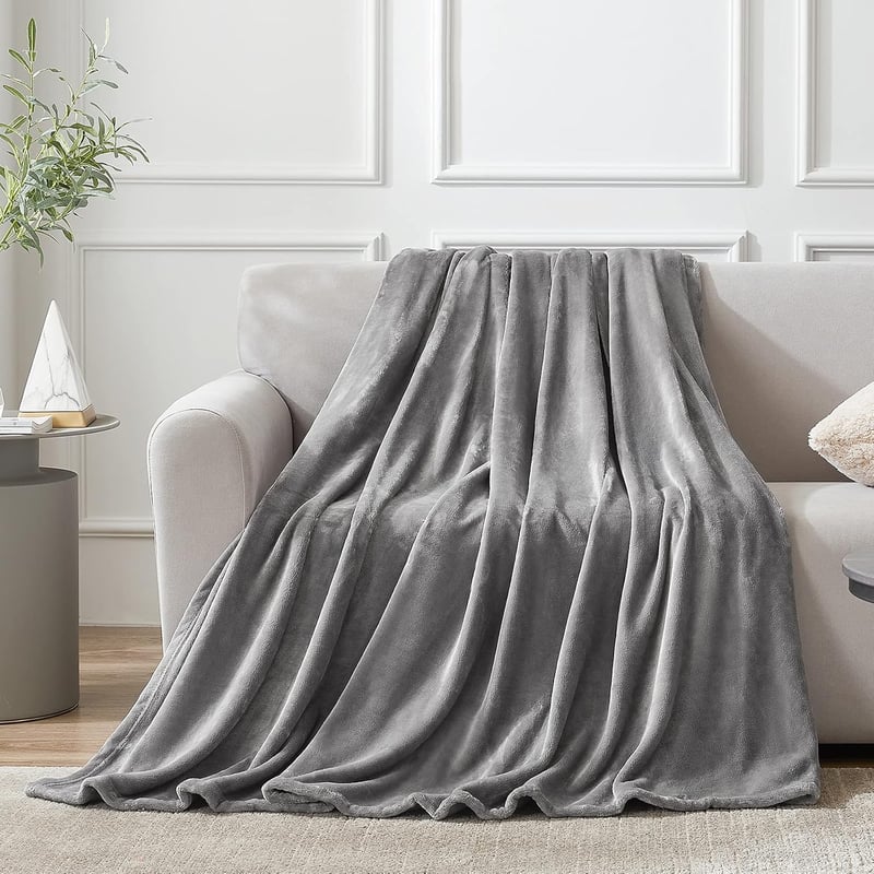 EHEYCIGA Fleece Ágytakaró 150x200 cm Szürke Puha Meleg Kanapé Takaró