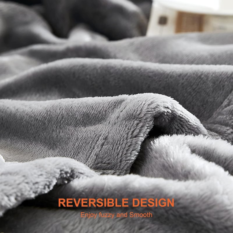 EHEYCIGA Fleece Ágytakaró 150x200 cm Szürke Puha Meleg Kanapé Takaró