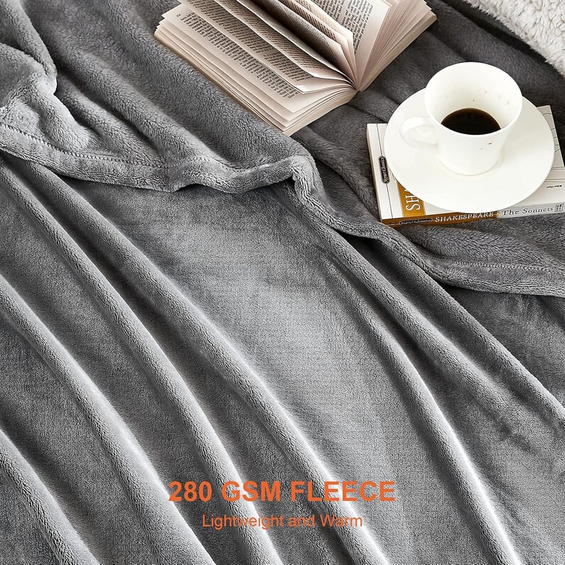 EHEYCIGA Fleece Ágytakaró 150x200 cm Szürke Puha Meleg Kanapé Takaró