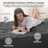 EHEYCIGA Gél matrac topper 160x200 cm memóriahab matracfeltét extra mély zsebel, sötétszürke 6