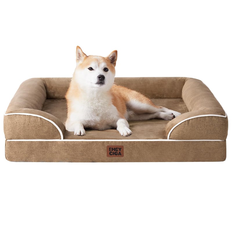 Ortopedický pelech pre psov EHEYCIGA pre malé plemená, 89x56 cm, s pamäťovou penou, prateľný, vodoodolný, protišmykový, gauč pre psov s vysokým okrajom