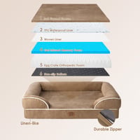 Ortopedický pelech pre psov EHEYCIGA pre malé plemená, 89x56 cm, s pamäťovou penou, prateľný, vodoodolný, protišmykový, gauč pre psov s vysokým okrajom 3