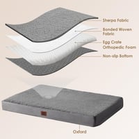 EHEYCIGA Ortopédikus Kutyaágy XXL 120x74 cm Szürke Mosható Puha Kutya Matrac 3