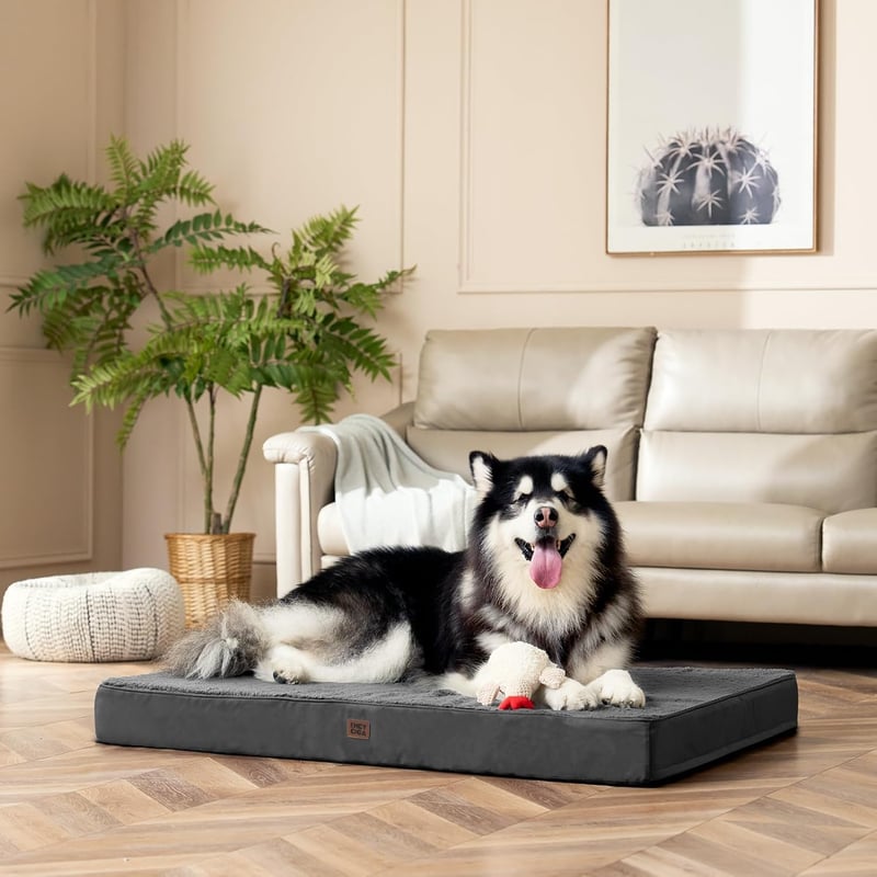 EHEYCIGA Ortopédikus Kutyaágy XXL 120x74 cm Szürke Mosható Puha Kutya Matrac