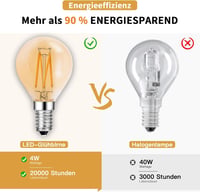 ehomeled E14 LED G45 2300K meleg fehér dekoratív izzó 4W filament 4db 3