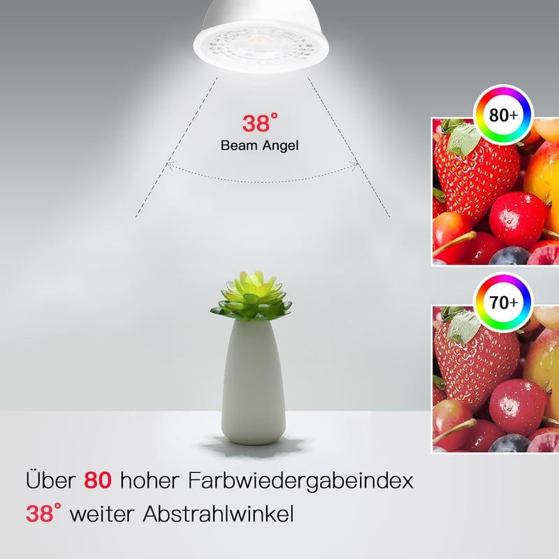 ehomeled GU10 LED izzó 4W 470 lumen semleges fehér 4000K, 40W helyettesítő, 4 darab