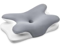 Ehomfory Ergonomický vankúš z pamäťovej peny na spanie na boku, podpora krku, pre spánok na chrbte a bruchu, sivý, 67x37x9/12 cm 1